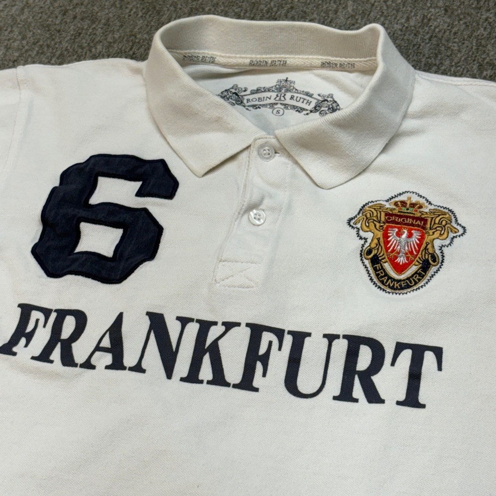 Robin Ruth Frankfurt Germany Rugby Polo Shirt Womens S Embroidered Crest Y2K